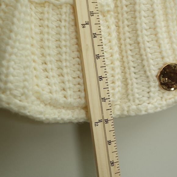 NWT Fashion Womens Open Knit Cropped Cardigan Button Pocket Front Cream Size XS - Picture 8 of 8